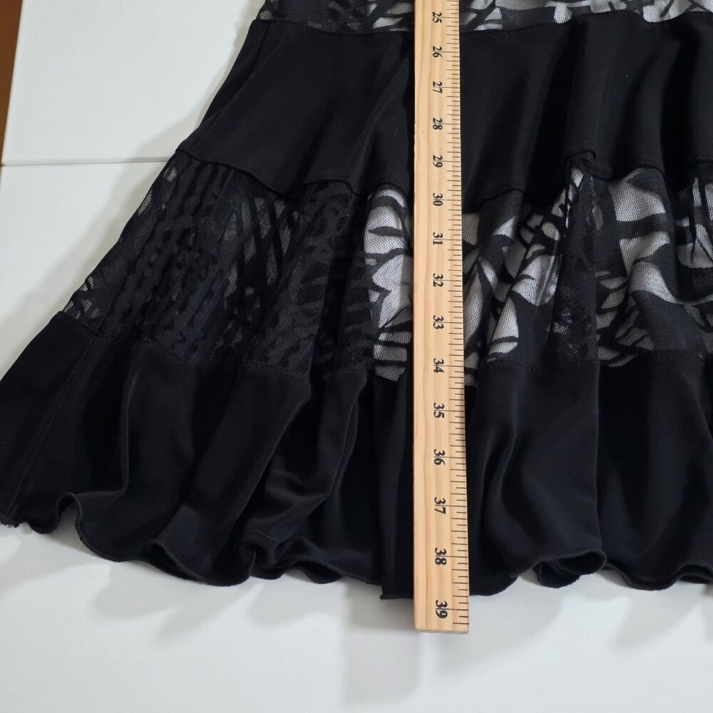 Joseph Ribkoff Dress US 12 Black White Lined Lace Panels Fairy Grunge Whimsigoth - Picture 8 of 16